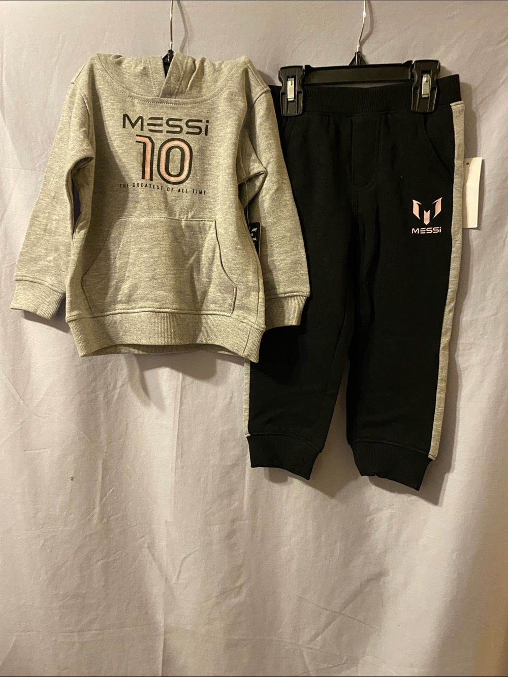 Messi Kids Hooded Sweatshirt & Joggers Set in Grey and Black